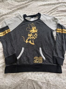 Disney Parks Minnie Mouse Gold Black and Gray Crewneck Sweatshirt size L